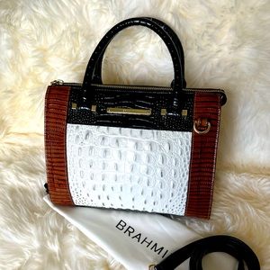 EUC BRAHMIN ANYWHERE CONVERTIBLE SATCHEL  Tricolor Croco embossed satchel